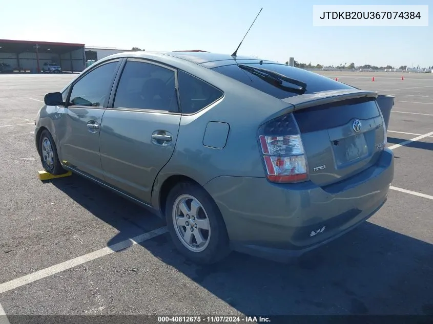 2006 Toyota Prius VIN: JTDKB20U367074384 Lot: 40812675