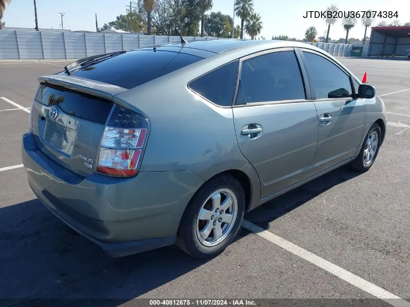 2006 Toyota Prius VIN: JTDKB20U367074384 Lot: 40812675