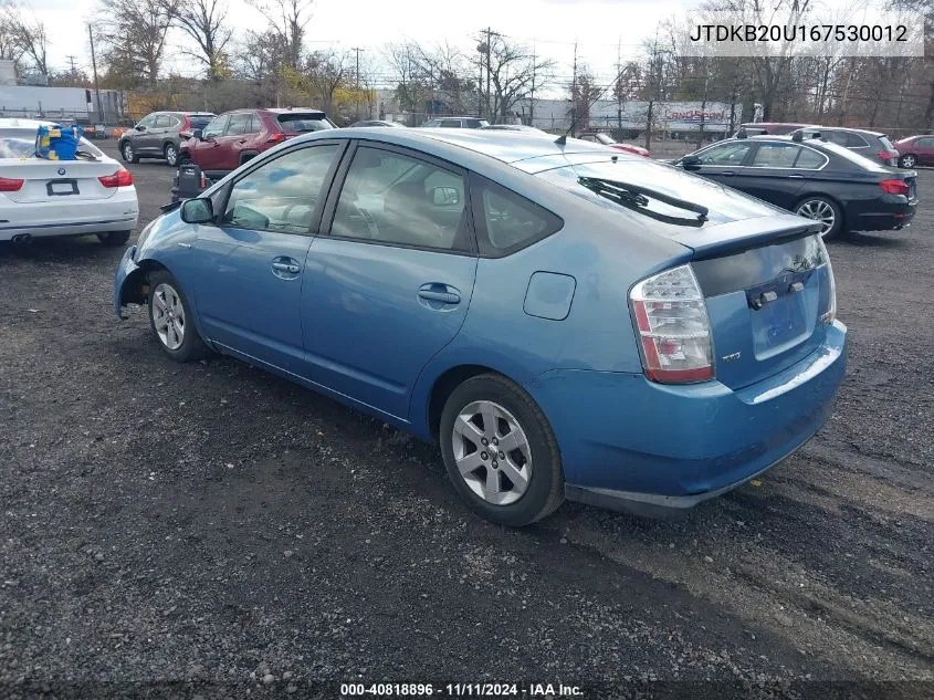 2006 Toyota Prius VIN: JTDKB20U167530012 Lot: 40818896