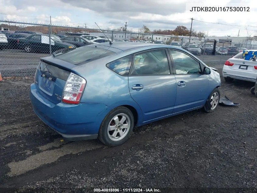 2006 Toyota Prius VIN: JTDKB20U167530012 Lot: 40818896