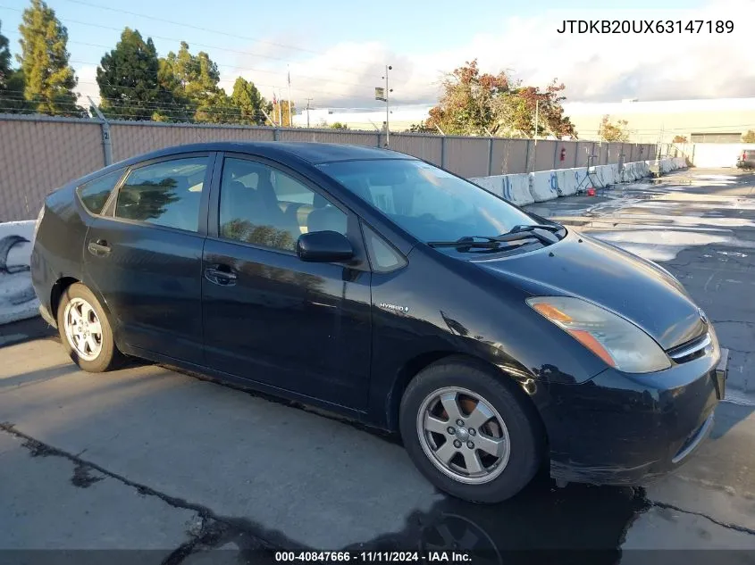 2006 Toyota Prius VIN: JTDKB20UX63147189 Lot: 40847666