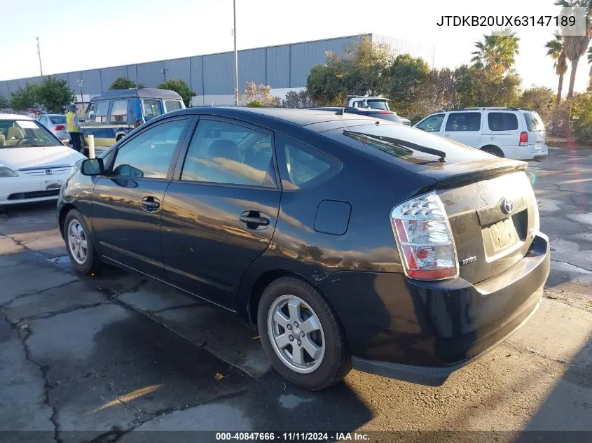 2006 Toyota Prius VIN: JTDKB20UX63147189 Lot: 40847666