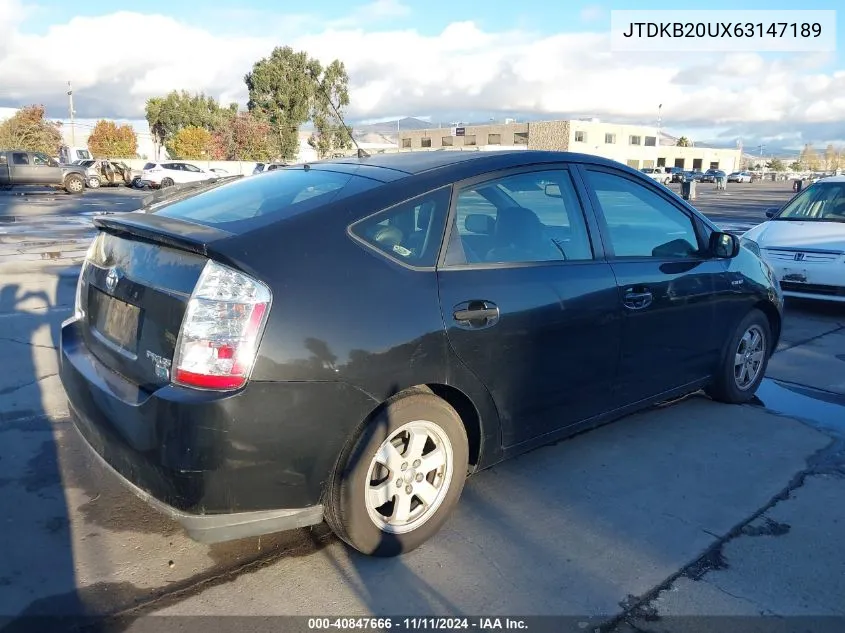 2006 Toyota Prius VIN: JTDKB20UX63147189 Lot: 40847666