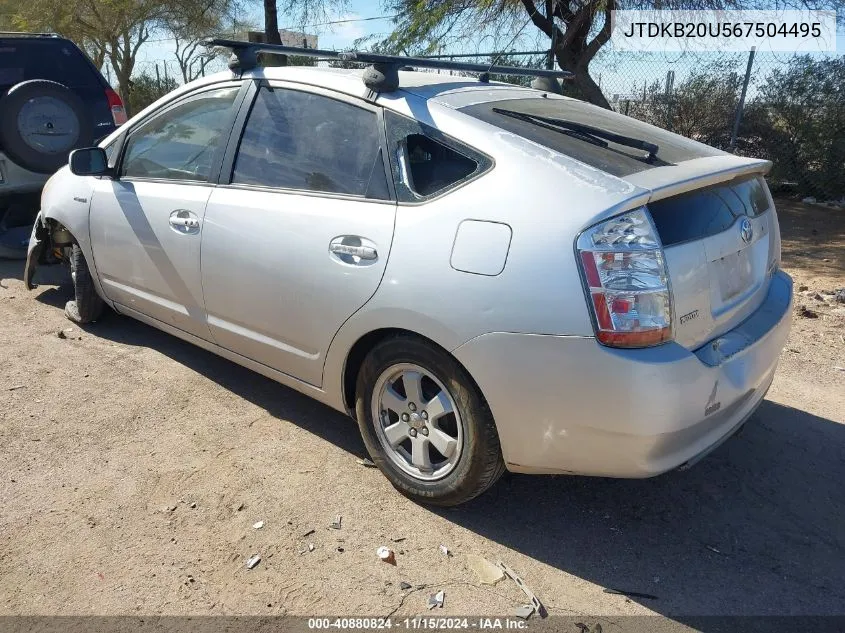 2006 Toyota Prius VIN: JTDKB20U567504495 Lot: 40880824