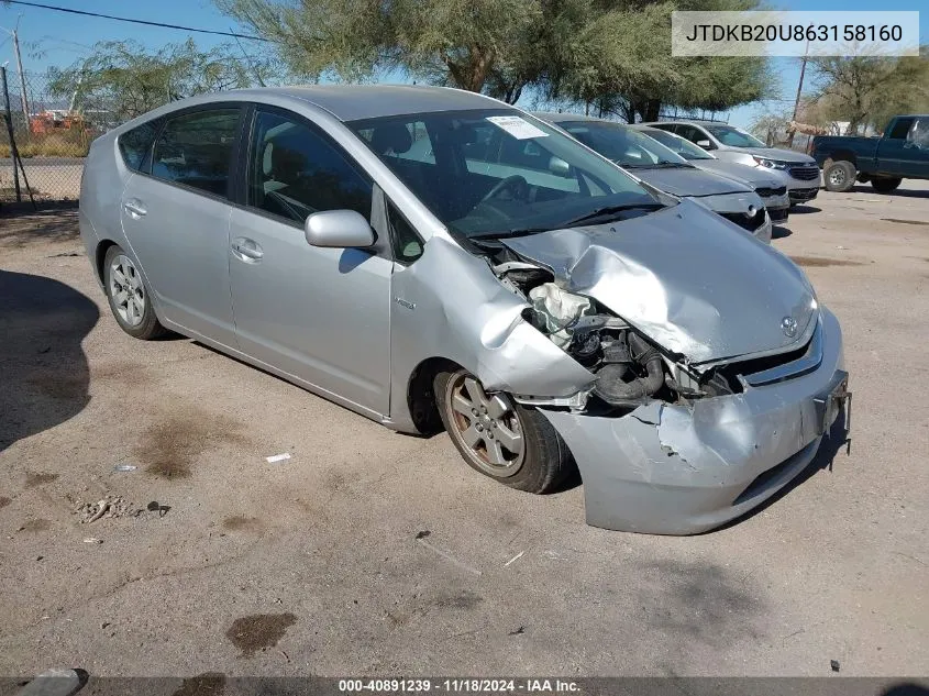 2006 Toyota Prius VIN: JTDKB20U863158160 Lot: 40891239