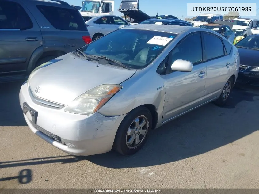 2006 Toyota Prius VIN: JTDKB20U567061989 Lot: 40894621