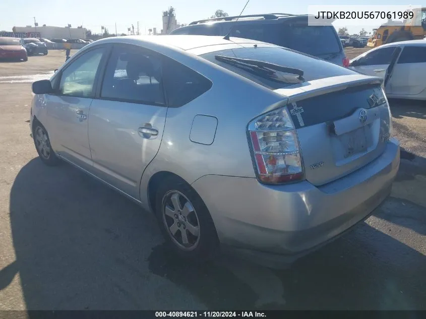 2006 Toyota Prius VIN: JTDKB20U567061989 Lot: 40894621