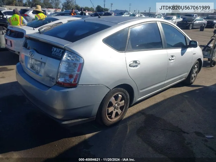 2006 Toyota Prius VIN: JTDKB20U567061989 Lot: 40894621