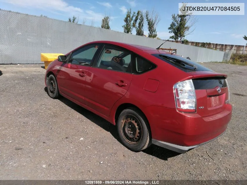 2007 Toyota Prius VIN: JTDKB20U477084505 Lot: 12091859