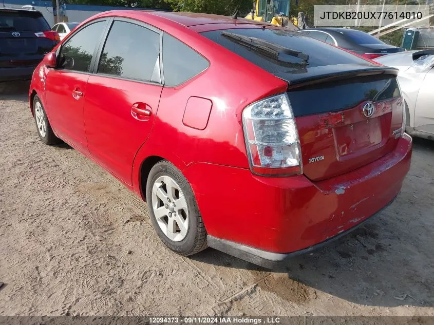 2007 Toyota Prius VIN: JTDKB20UX77614010 Lot: 12094373