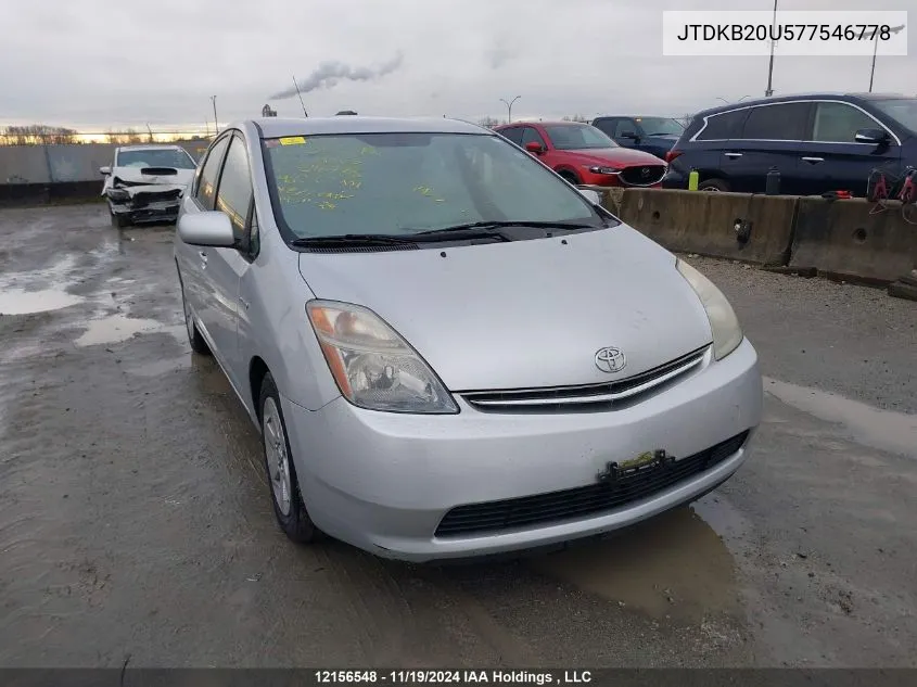 2007 Toyota Prius VIN: JTDKB20U577546778 Lot: 12156548