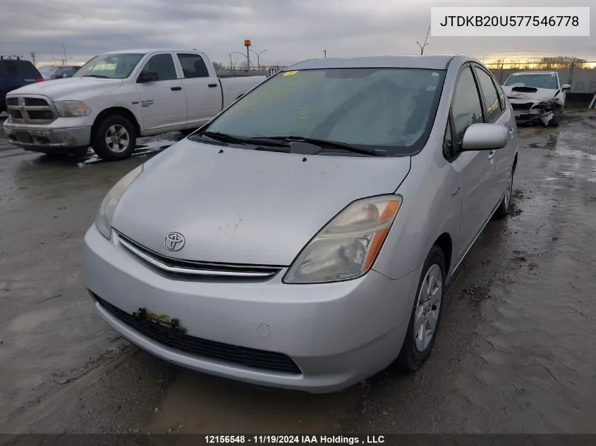 2007 Toyota Prius VIN: JTDKB20U577546778 Lot: 12156548