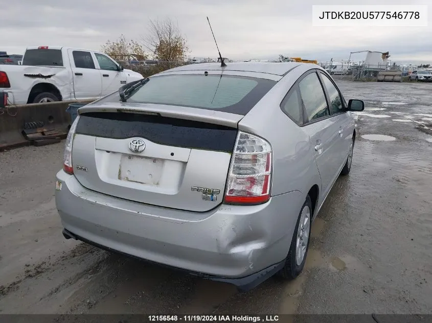 2007 Toyota Prius VIN: JTDKB20U577546778 Lot: 12156548