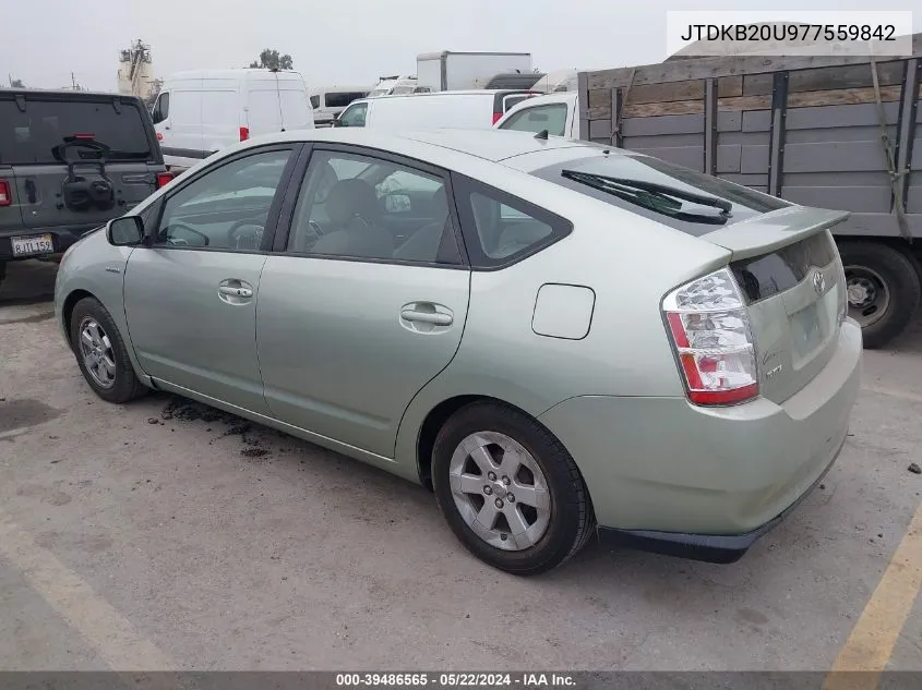 2007 Toyota Prius Touring VIN: JTDKB20U977559842 Lot: 39486565