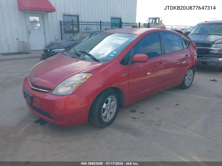 JTDKB20U877647314 2007 Toyota Prius