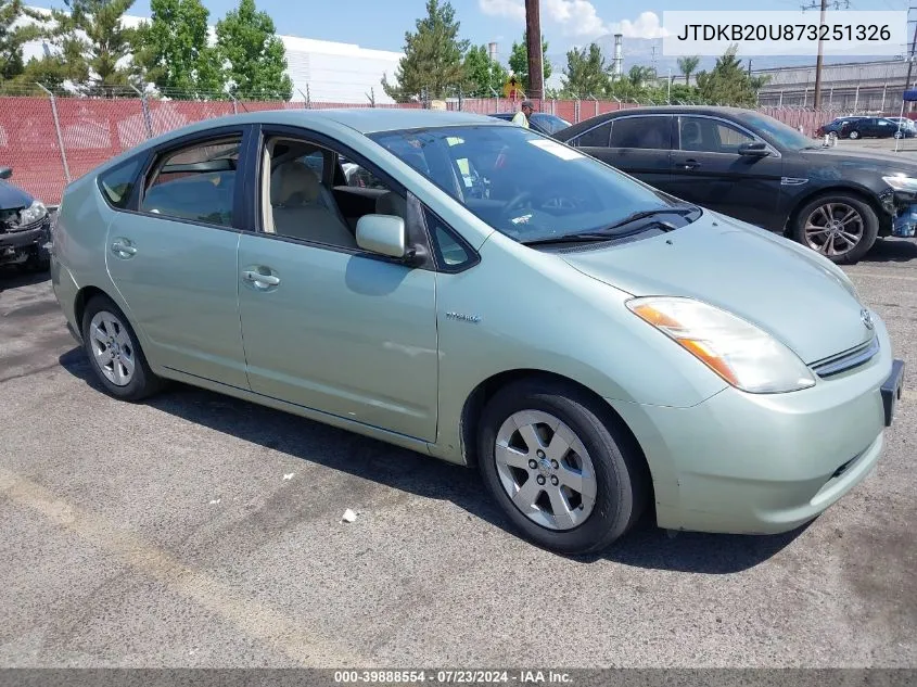 2007 Toyota Prius VIN: JTDKB20U873251326 Lot: 39888554