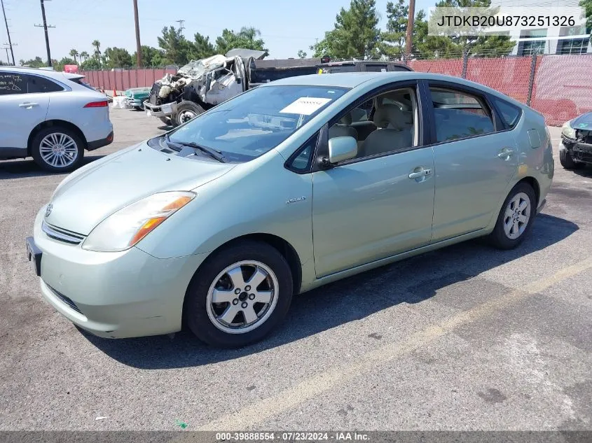 2007 Toyota Prius VIN: JTDKB20U873251326 Lot: 39888554