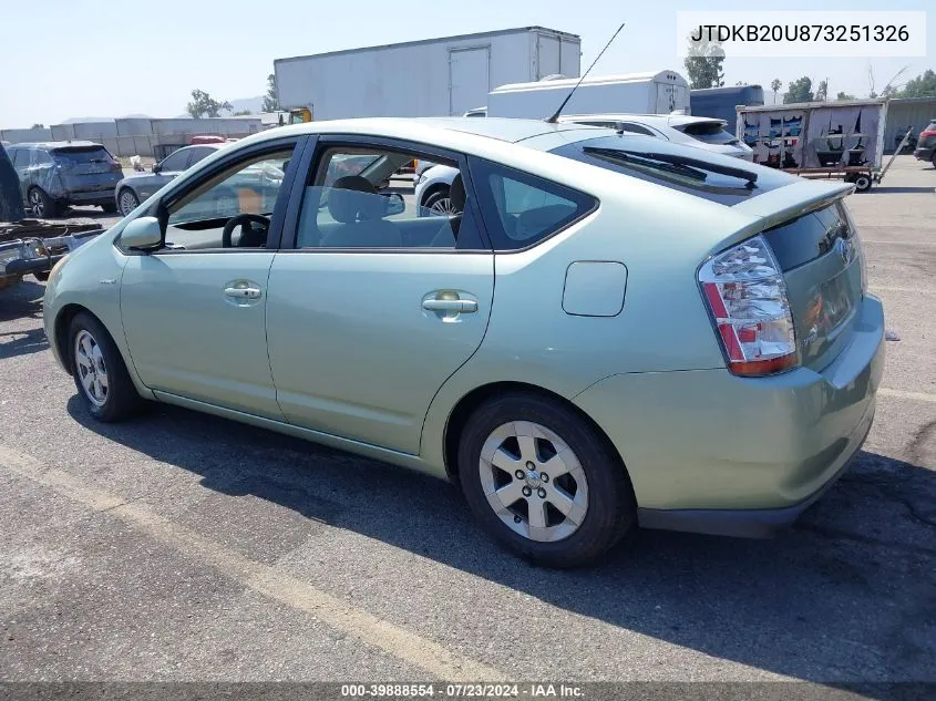 2007 Toyota Prius VIN: JTDKB20U873251326 Lot: 39888554