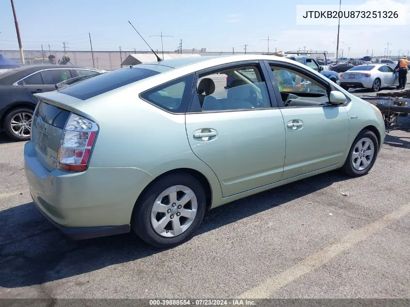 2007 Toyota Prius VIN: JTDKB20U873251326 Lot: 39888554