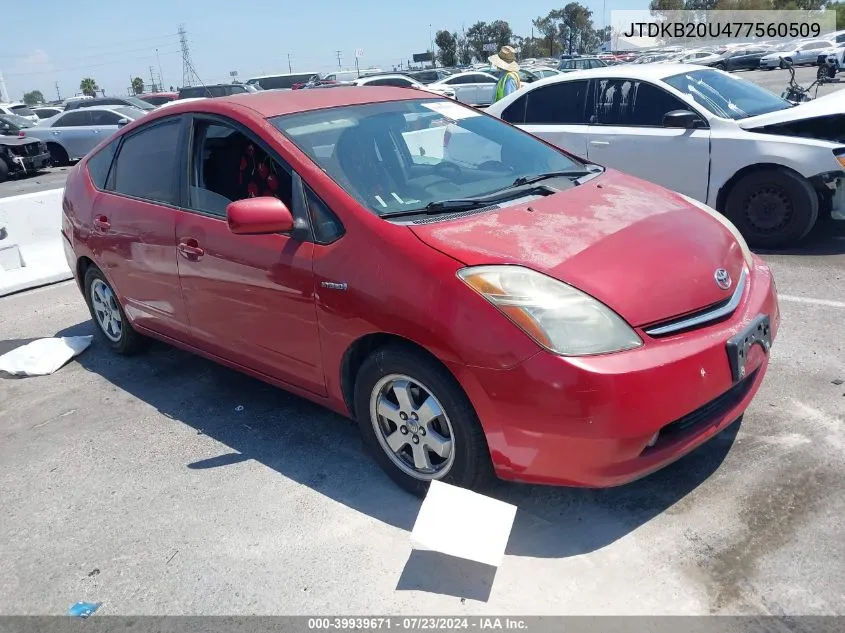 2007 Toyota Prius VIN: JTDKB20U477560509 Lot: 39939671