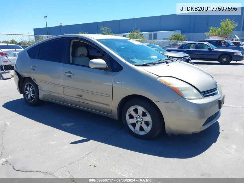 2007 Toyota Prius VIN: JTDKB20U177597596 Lot: 39960717