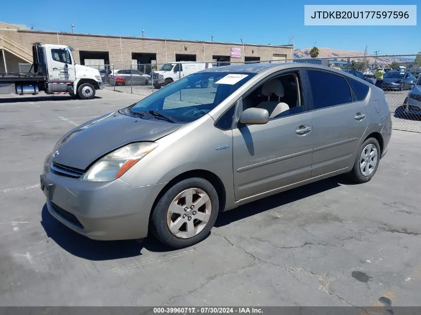 2007 Toyota Prius VIN: JTDKB20U177597596 Lot: 39960717