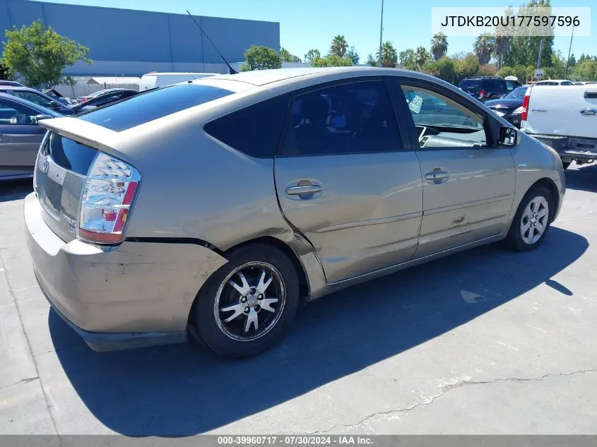 2007 Toyota Prius VIN: JTDKB20U177597596 Lot: 39960717