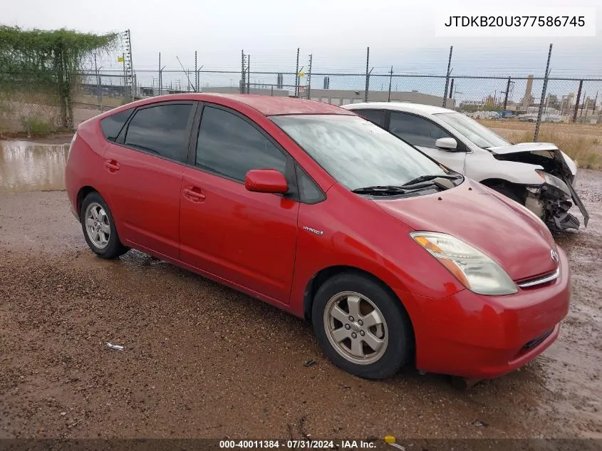 2007 Toyota Prius VIN: JTDKB20U377586745 Lot: 40011384