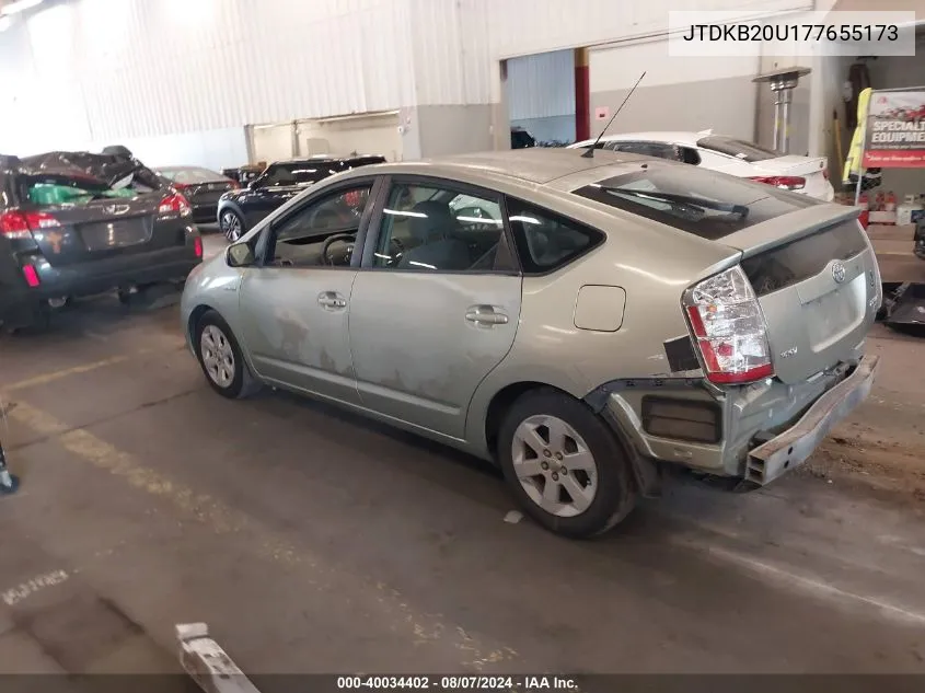 2007 Toyota Prius VIN: JTDKB20U177655173 Lot: 40034402