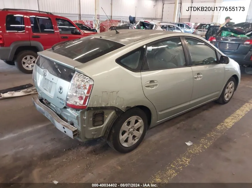 2007 Toyota Prius VIN: JTDKB20U177655173 Lot: 40034402