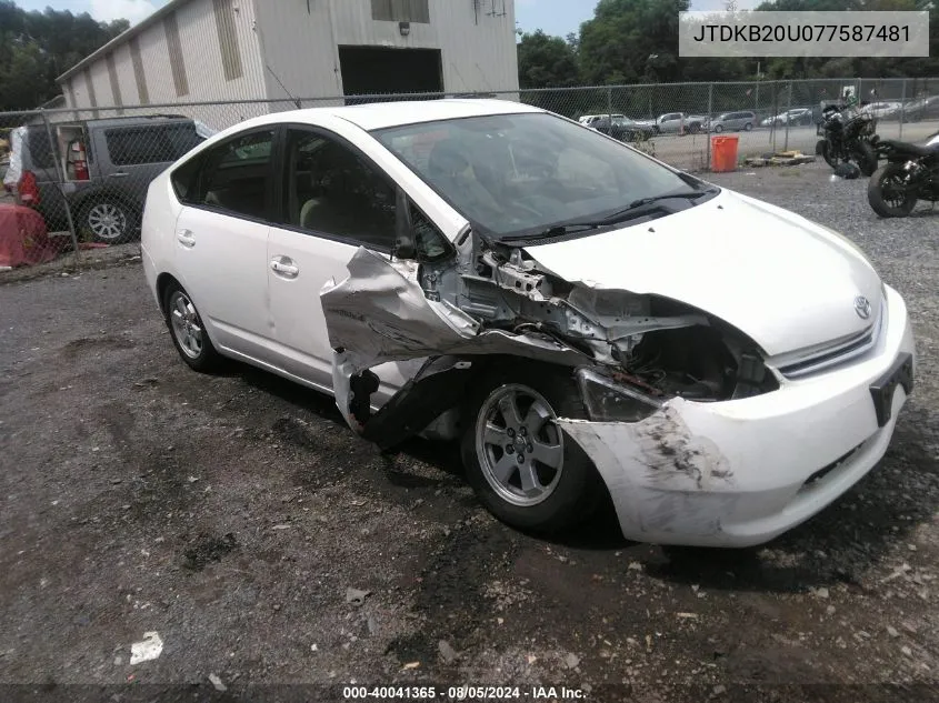 2007 Toyota Prius VIN: JTDKB20U077587481 Lot: 40041365