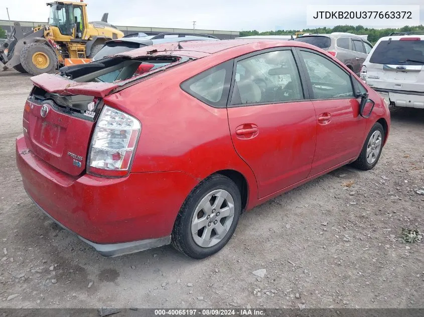 2007 Toyota Prius VIN: JTDKB20U377663372 Lot: 40065197