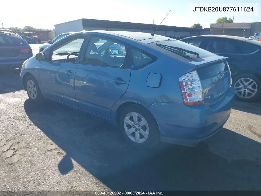 2007 Toyota Prius VIN: JTDKB20U877611624 Lot: 40126992