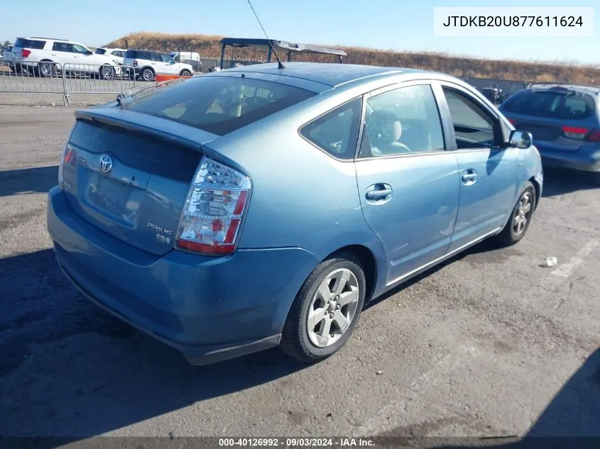 2007 Toyota Prius VIN: JTDKB20U877611624 Lot: 40126992