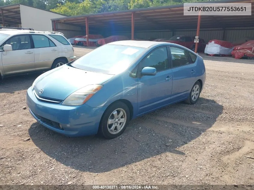 2007 Toyota Prius VIN: JTDKB20U577553651 Lot: 40130271