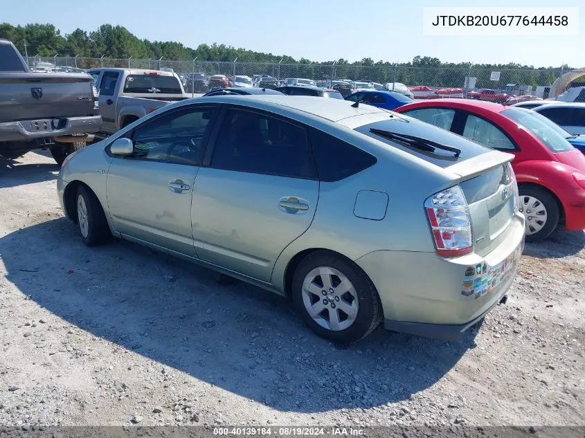 2007 Toyota Prius VIN: JTDKB20U677644458 Lot: 40139184