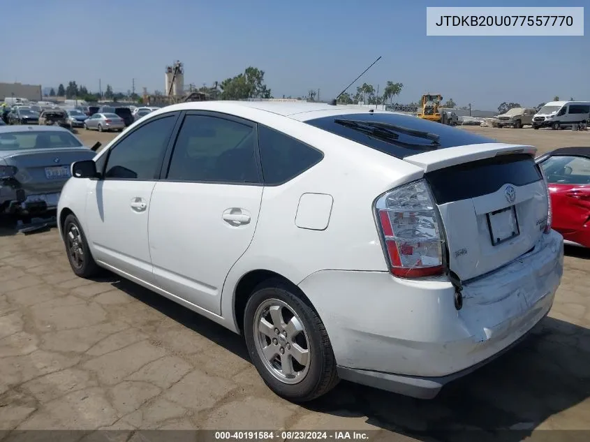 2007 Toyota Prius VIN: JTDKB20U077557770 Lot: 40191584