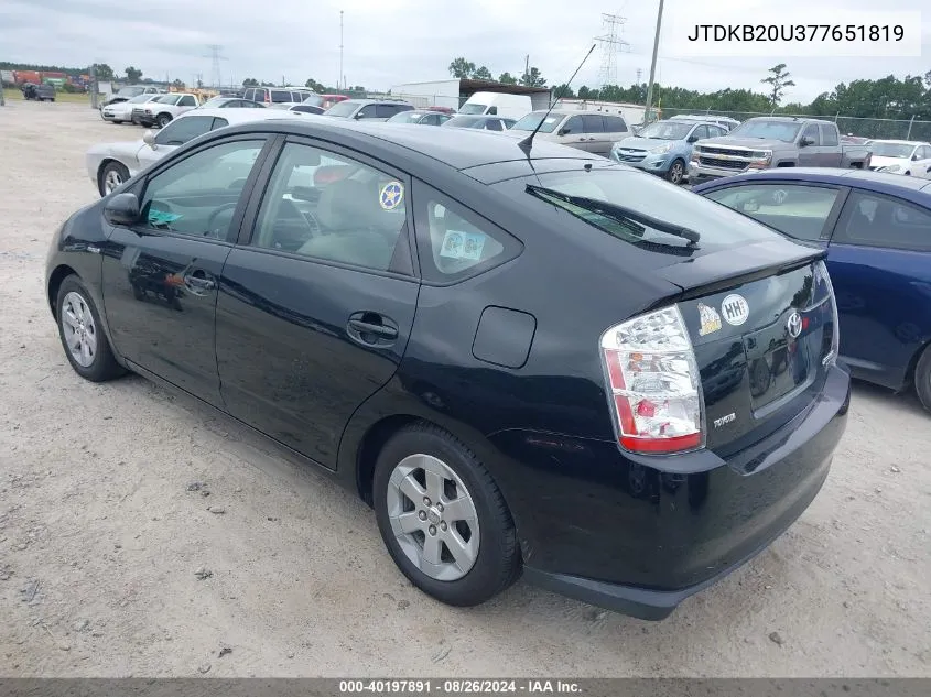 2007 Toyota Prius VIN: JTDKB20U377651819 Lot: 40197891