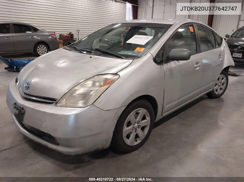 2007 Toyota Prius VIN: JTDKB20U377642747 Lot: 40210722