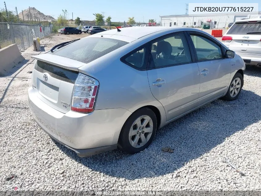 2007 Toyota Prius Touring VIN: JTDKB20U777615227 Lot: 40222283