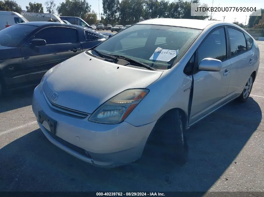 2007 Toyota Prius Touring VIN: JTDKB20U077692604 Lot: 40239762