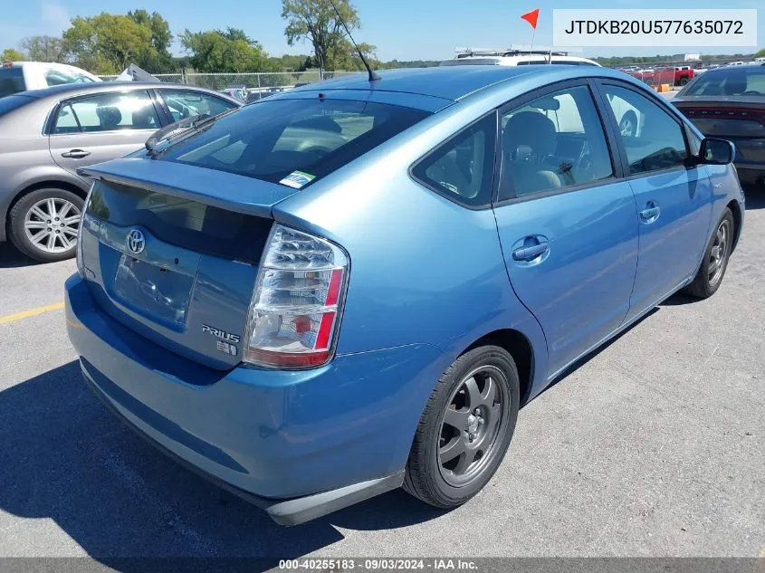 2007 Toyota Prius Touring VIN: JTDKB20U577635072 Lot: 40255183