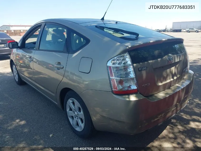 2007 Toyota Prius VIN: JTDKB20U777683351 Lot: 40257529