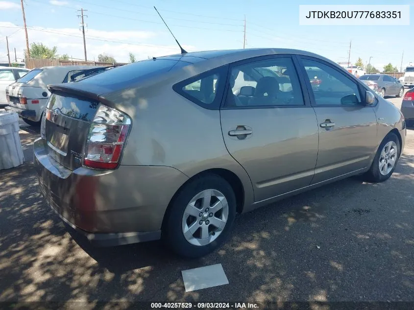 2007 Toyota Prius VIN: JTDKB20U777683351 Lot: 40257529