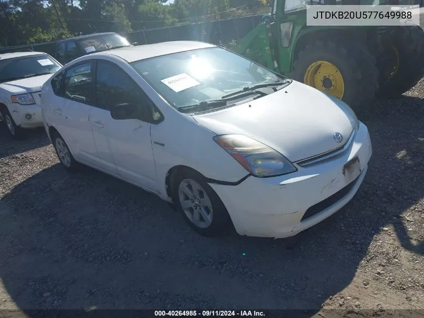 2007 Toyota Prius VIN: JTDKB20U577649988 Lot: 40264985