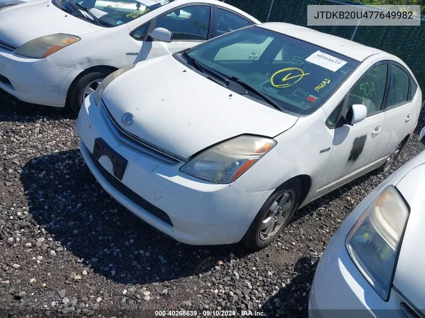 2007 Toyota Prius VIN: JTDKB20U477649982 Lot: 40268639