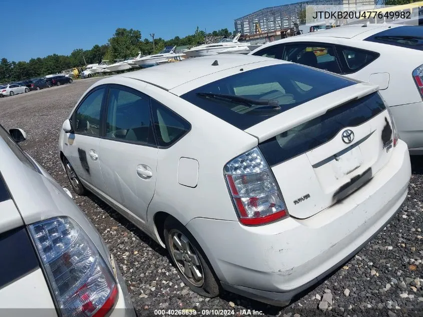 2007 Toyota Prius VIN: JTDKB20U477649982 Lot: 40268639