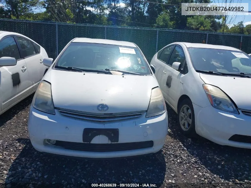 2007 Toyota Prius VIN: JTDKB20U477649982 Lot: 40268639