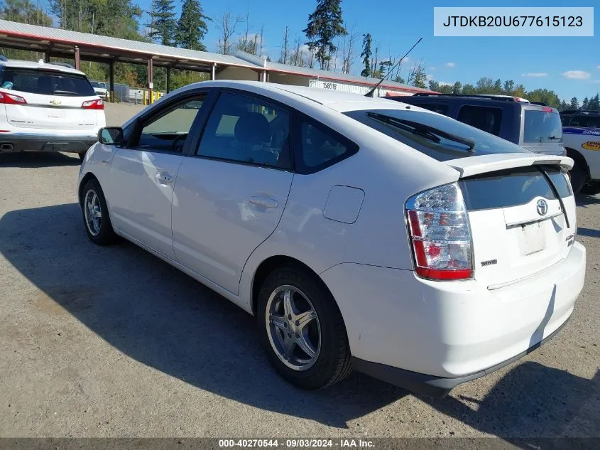 2007 Toyota Prius VIN: JTDKB20U677615123 Lot: 40270544