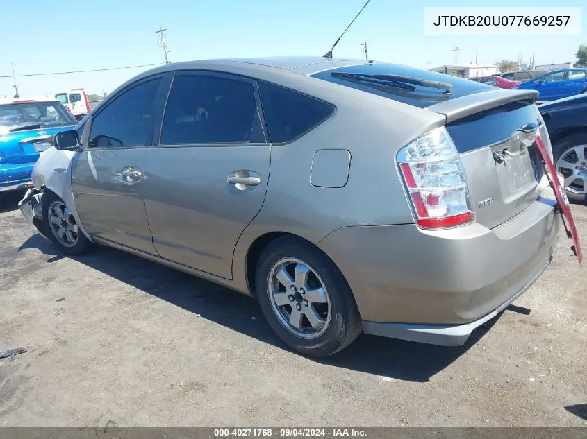 2007 Toyota Prius VIN: JTDKB20U077669257 Lot: 40271768